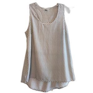 Halogen Geometric Print Sleeveless Swing Top M Beige Black Preppy Breezy